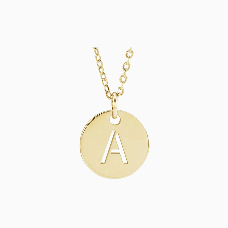 Initial disc necklace