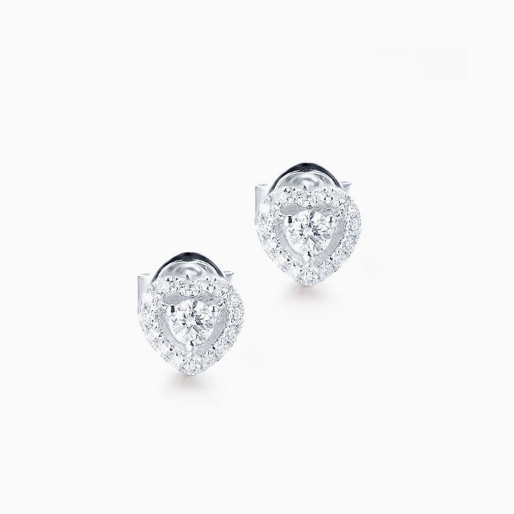 Heart Studs With Diamonds