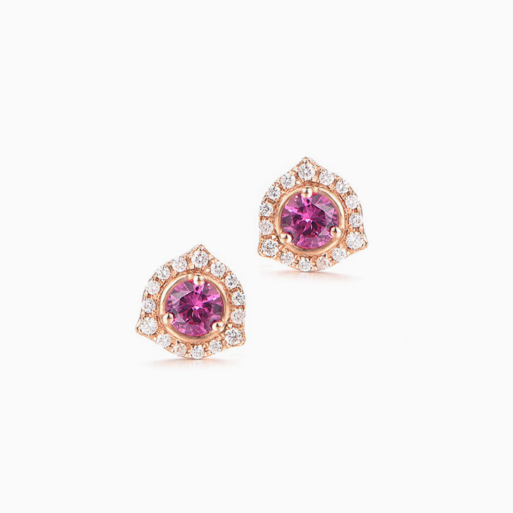 Rosegold Ruby Studs