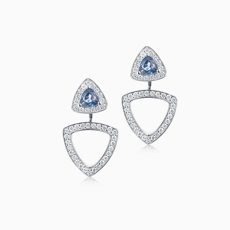 Trillion cut London Blue Topaz Earrings