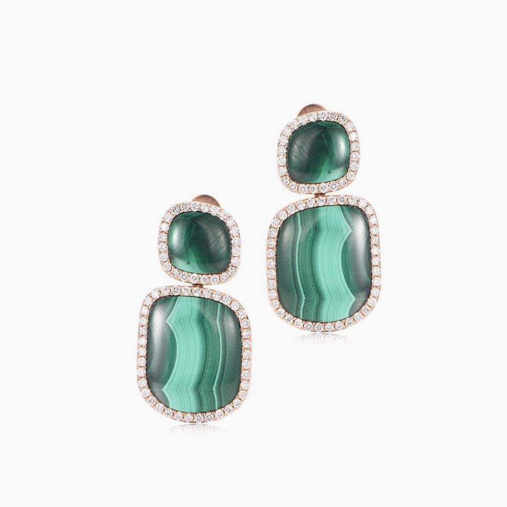 Malachite and Diamond Earrings