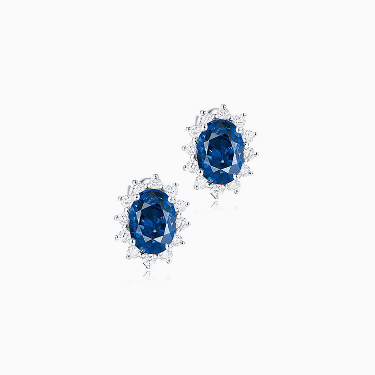 Blue Sapphire and Diamond Studs