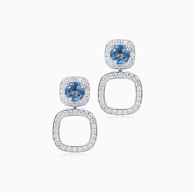 London Blue Topaz Cushion Halo earrings