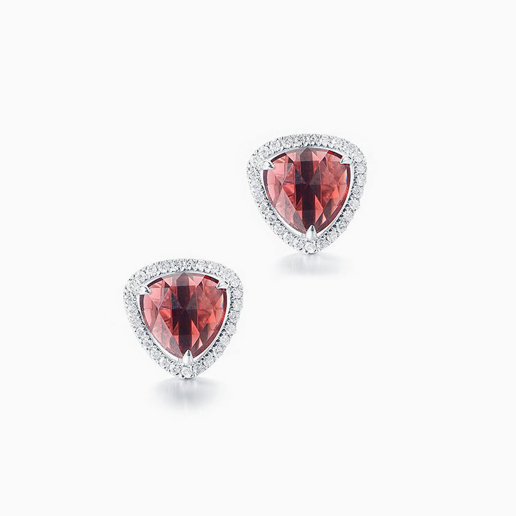 Garnet and Diamond Studs