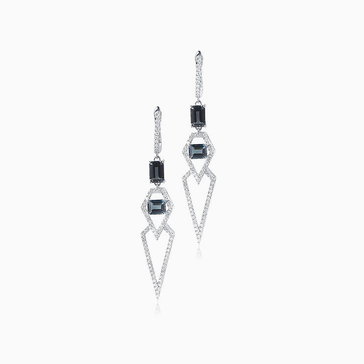 Emerald Cut London Blue topaz earrings