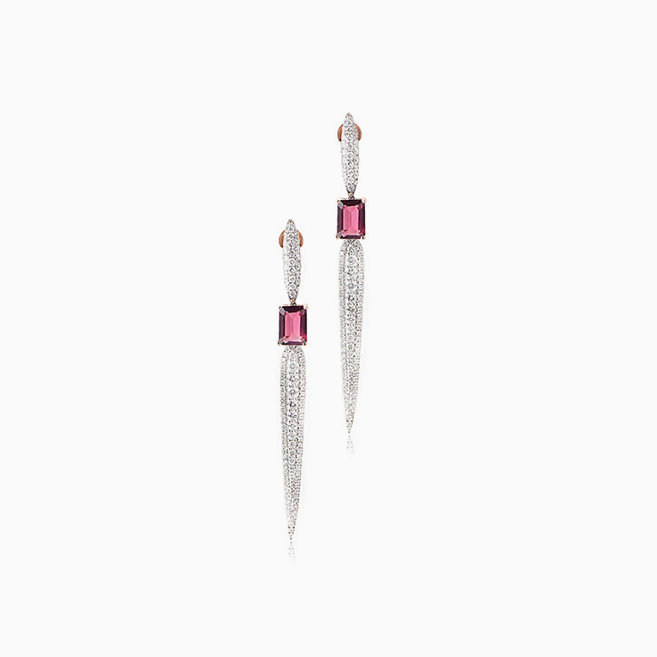 Rhodolite and Diamond Strand Earrings