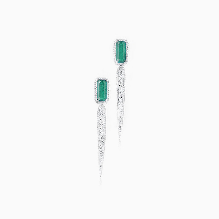 Emerald and Diamond Drop Earrings
