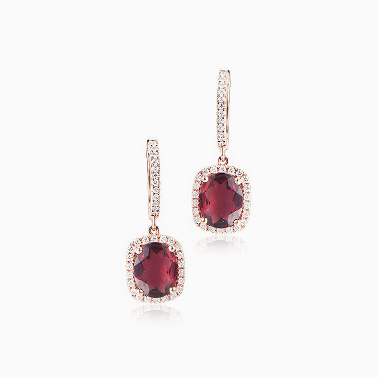 Rhodolite and Diamond Earrrings