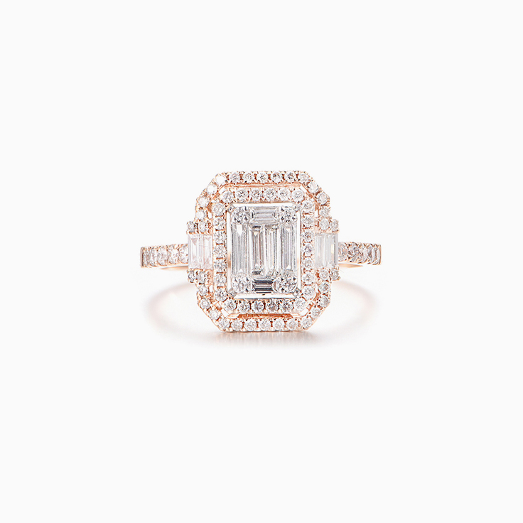 Rose Gold Cluster Diamond Ring