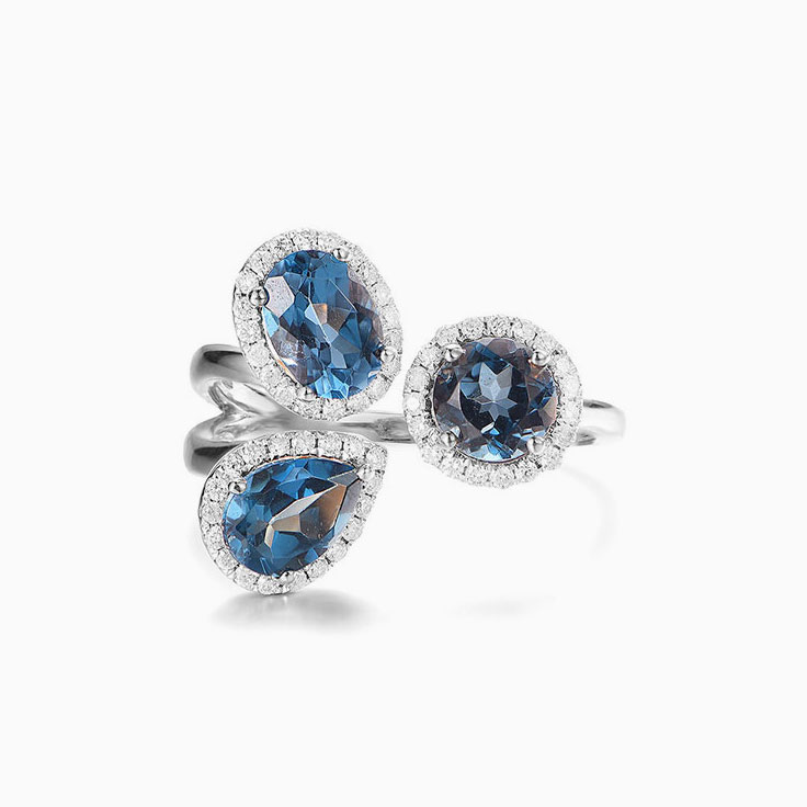 Multi Shape London Blue Topaz Ring