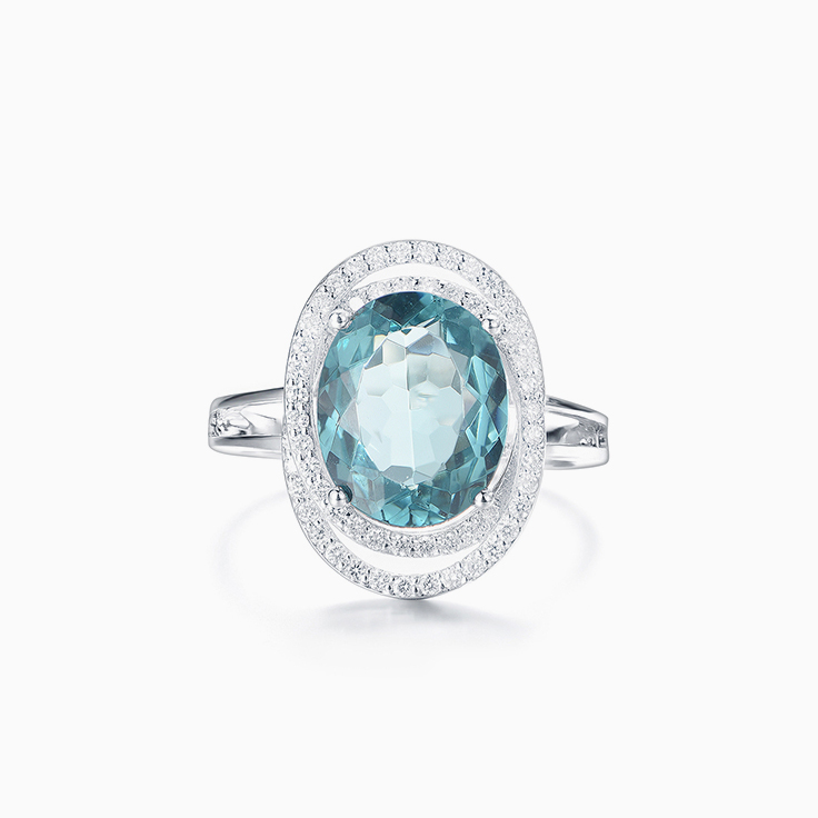 Blue topaz and diamond ring