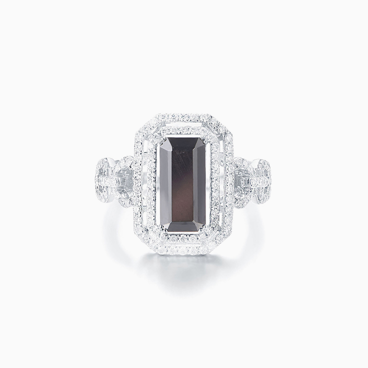 Hematite and Diamond Ring