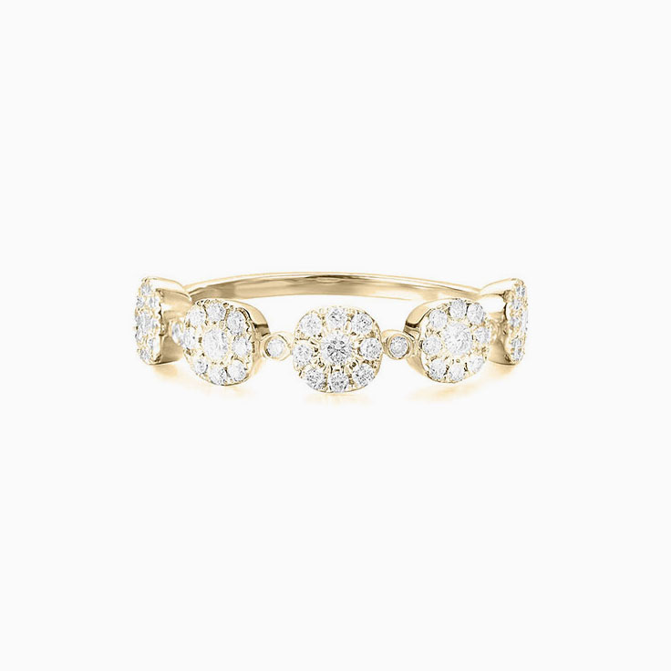 Five Circle cushion Cluster Diamond Ring