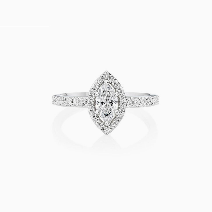 Marquise cut Engagement ring with a diamond halo