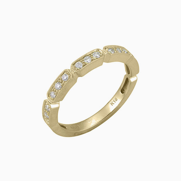 3stone pave set wedding ring