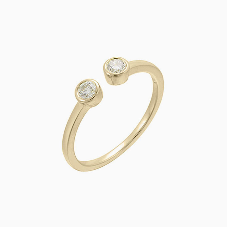 Bezel Set Diamond Cuff ring