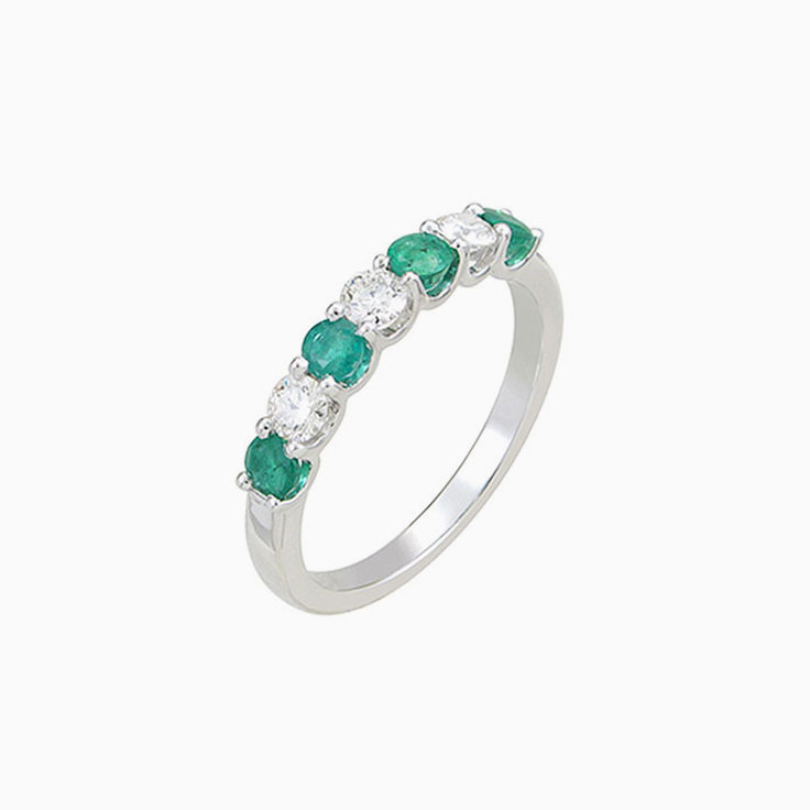 Green Emerald and diamond band 3638