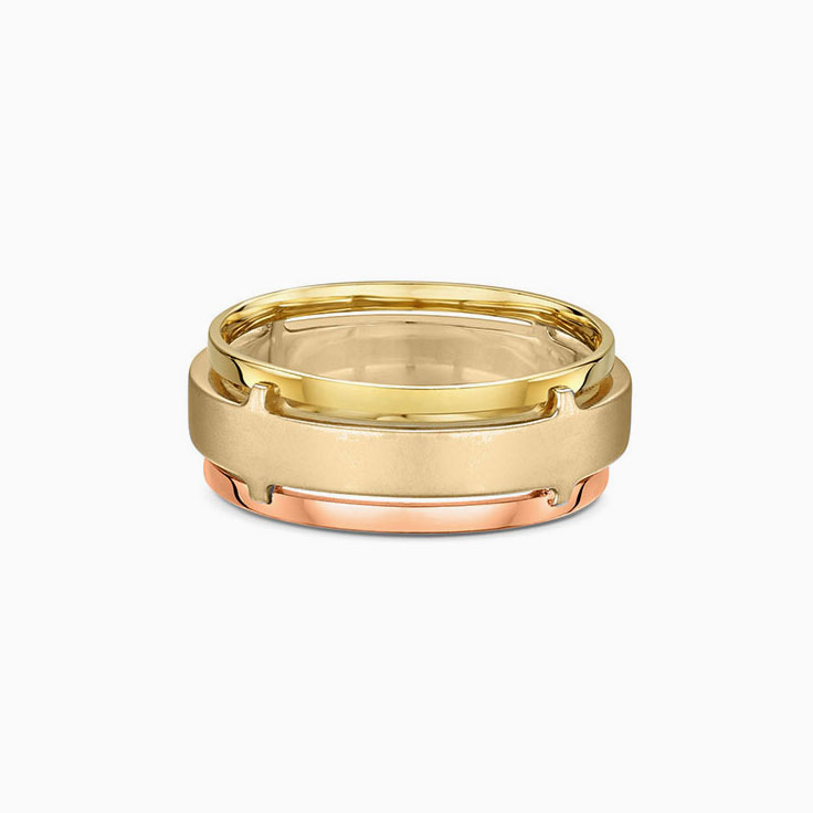 Contemporary Three tone Mens ring
