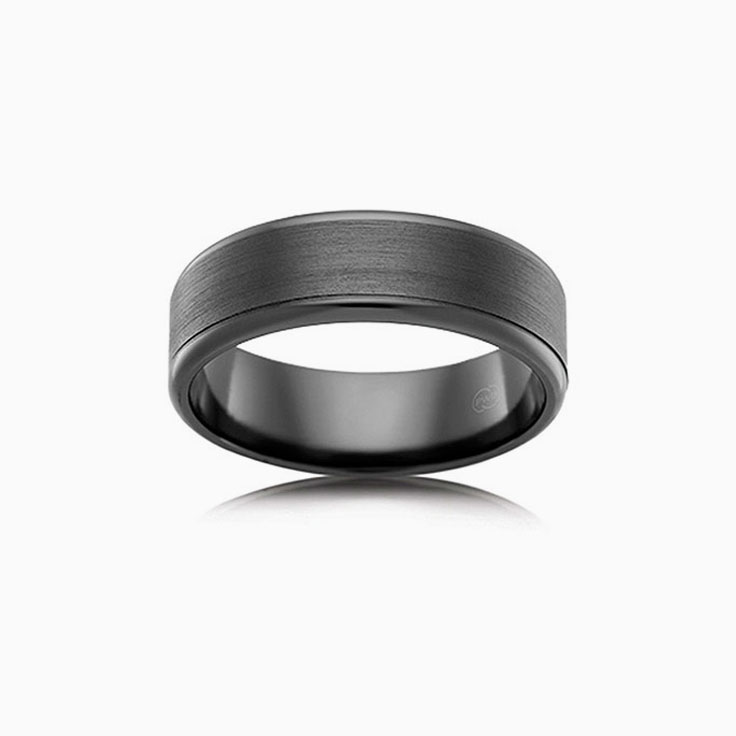Full Black Zirconium wedding ring F3511