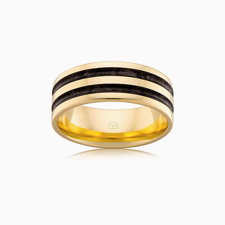 Black enamel Mens wedding ring j4357