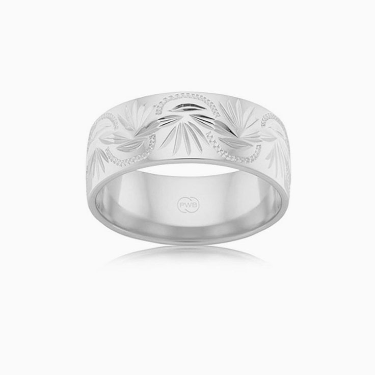 Carved Mens Wedding Ring C1602