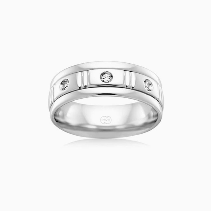 Diamond Grooved wedding ring J3082