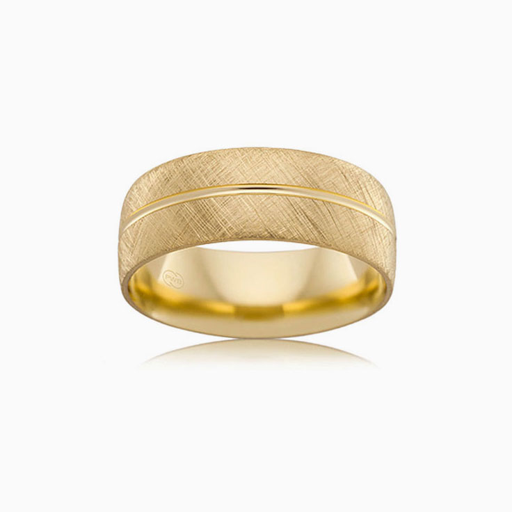 Centre grooved mens ring B2624