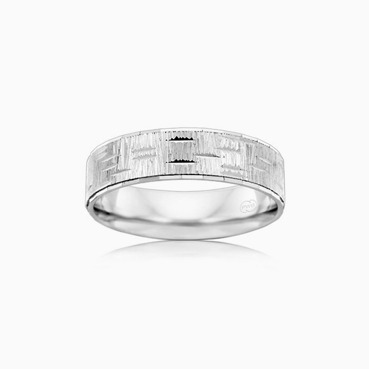 Patterned Mens Wedding Ring F433