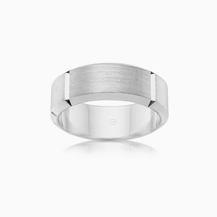 Grooved Mens wedding ring F3411