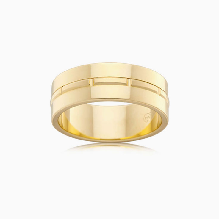 Centre Grooved Mens Ring J3449