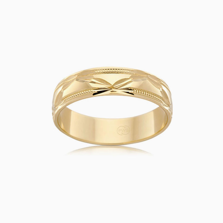 Carved mens wedding band HR1408