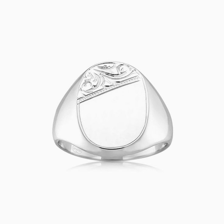 Oval hand engraved signet ring j1675