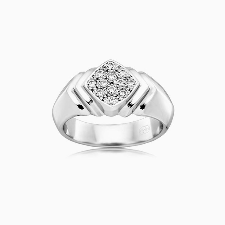 Diamond Cluster Mens Wedding Band