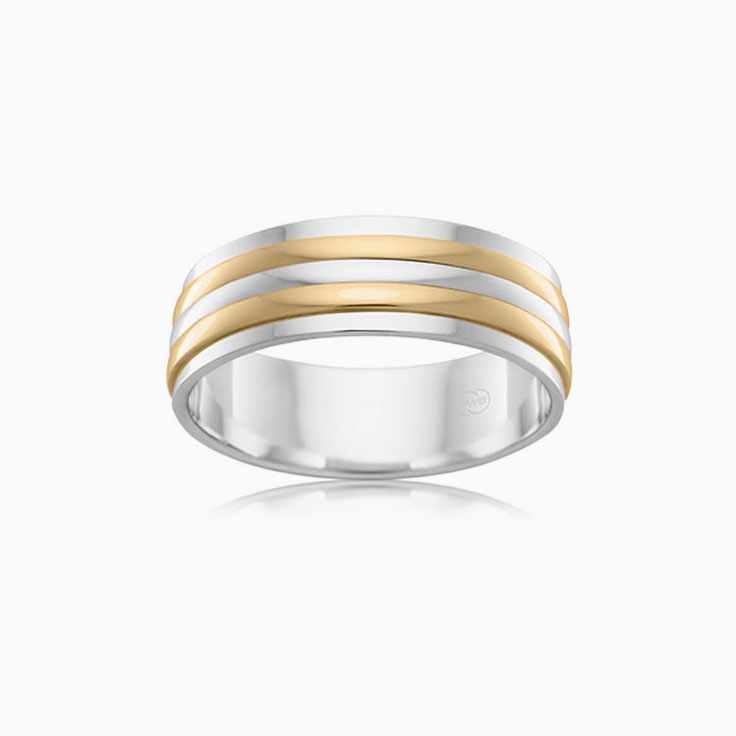 Two tone grooved mens wedder 2TJ1297