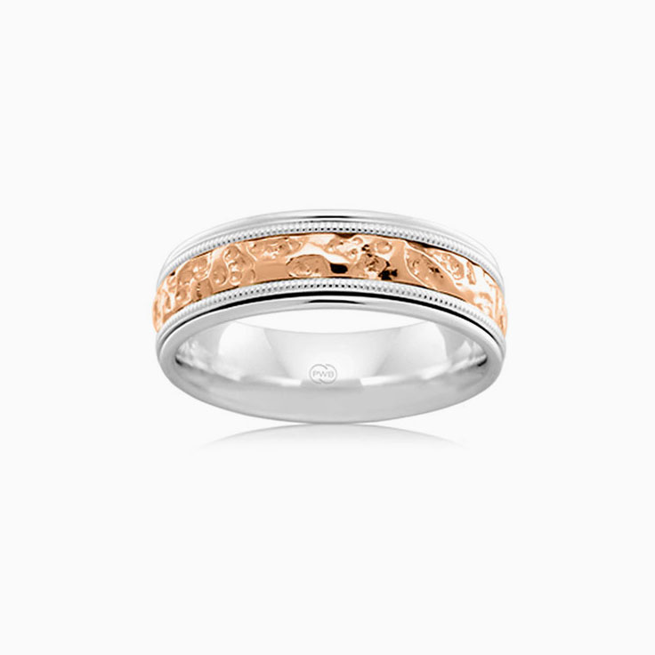 Two tone Textured mens ring 2TJ1920
