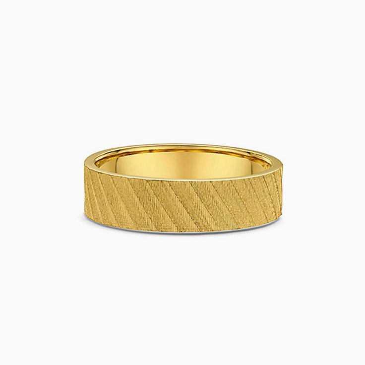 Mens Brushed Wedding Band With Flat Top