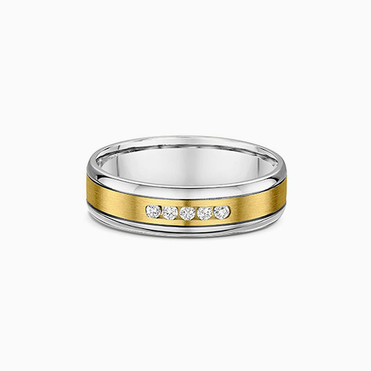 Centre Brushed Diamond Wedding Ring