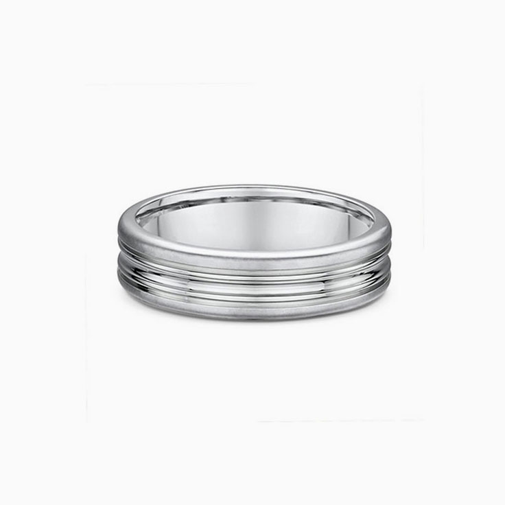 Central Grooved Comfort Fit Mens Ring
