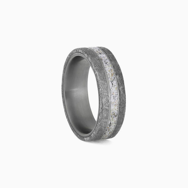 White Stardust Meteorite in Titanium