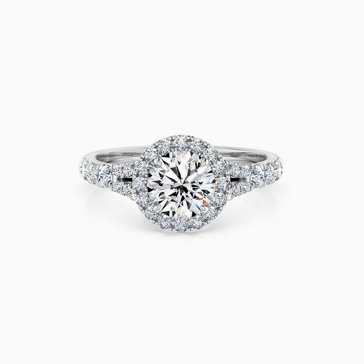 Round diamond on a split band engagement ring