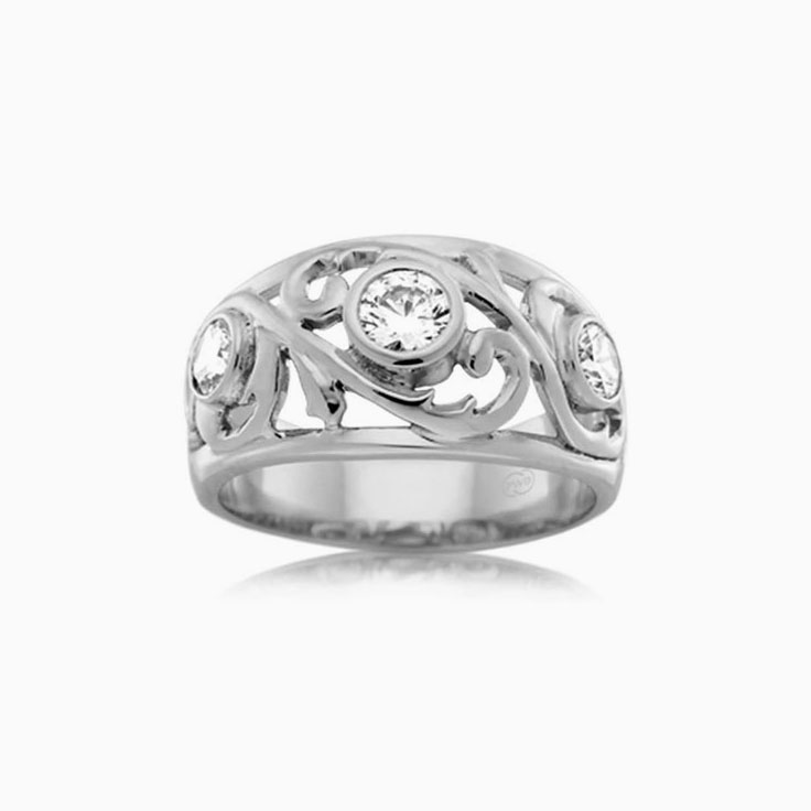 Three stone drop set ring J1998
