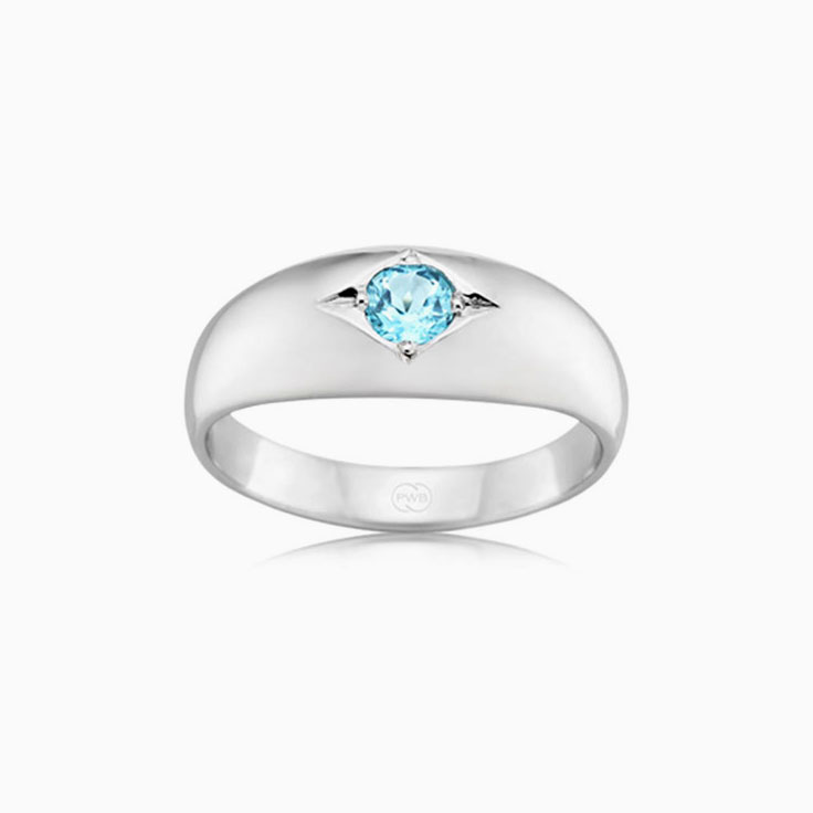 Drop set Blue topaz ring J1342