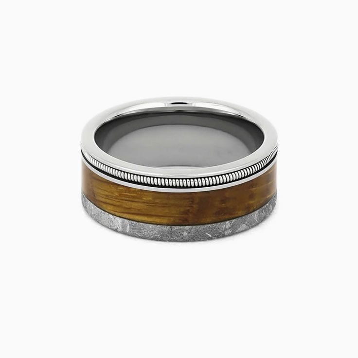 Meteorite with whisky barrel and string