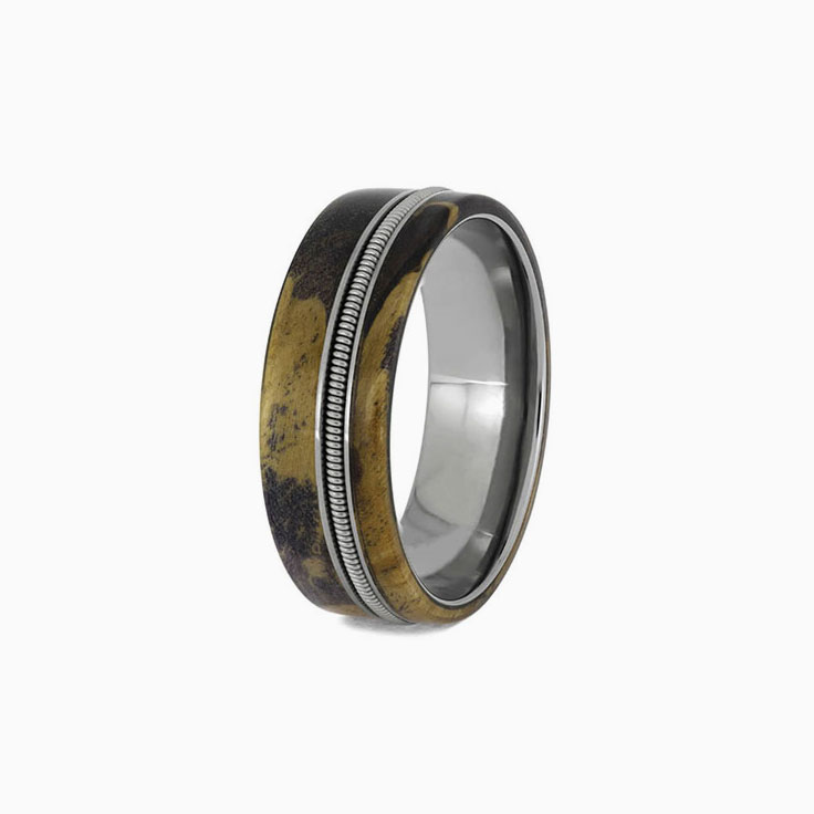 Wood and guitar string ring