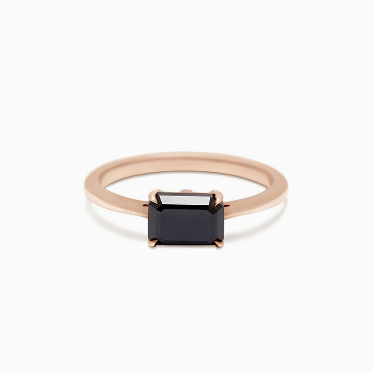 Black diamond emerald cut ring