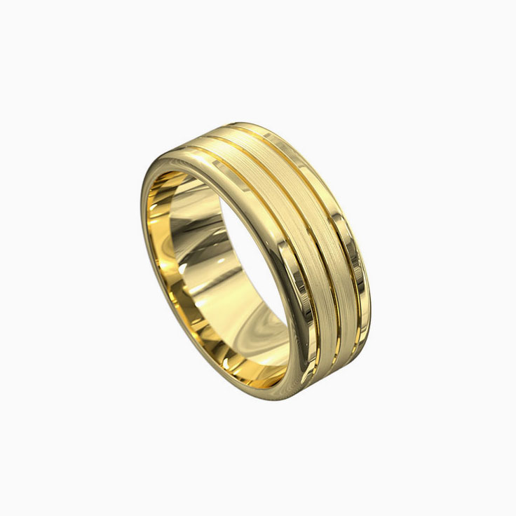 Grooved mens ring 4044
