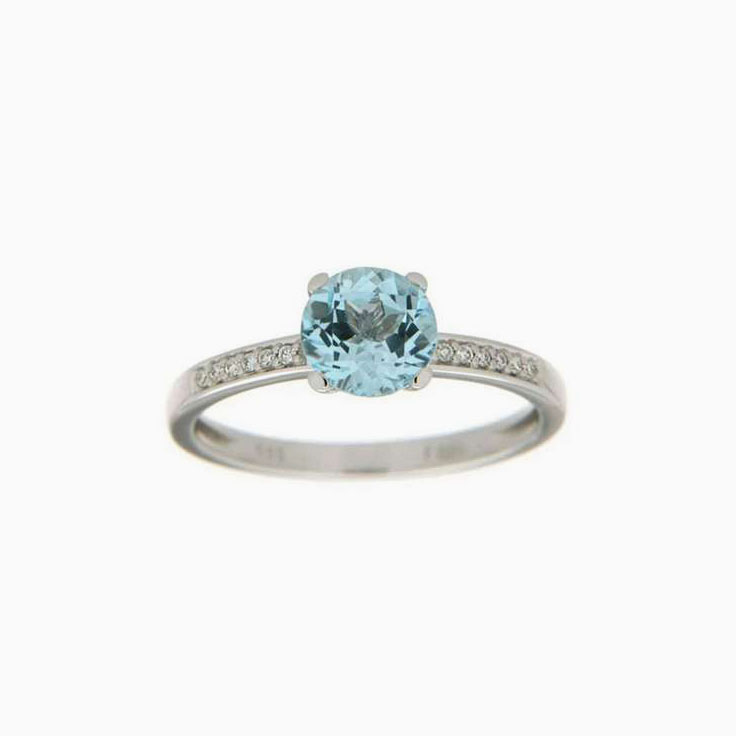 Round blue topaz Ladies Ring