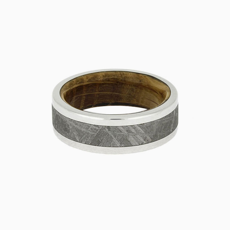 Meteorite and wood ring