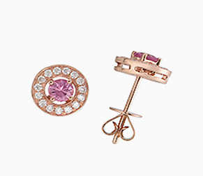 Pink Sapphire and diamond studs