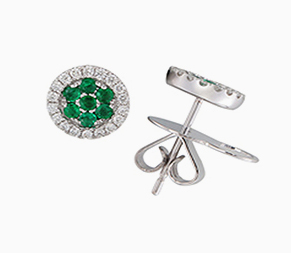 Green Emerald and Diamond stud